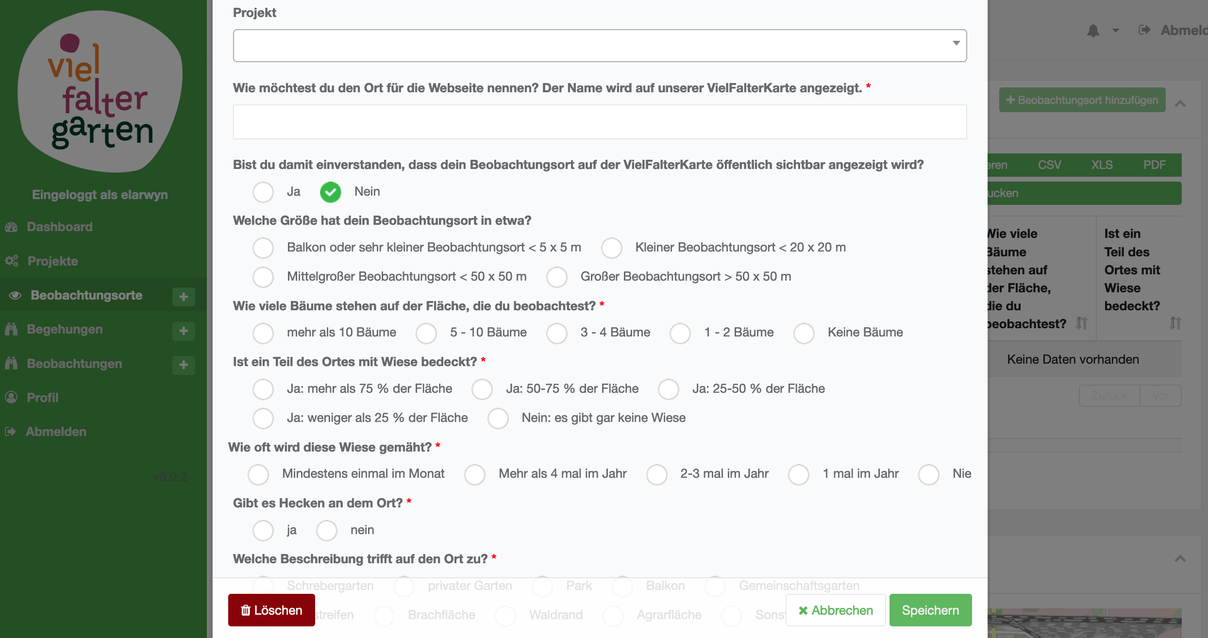 Beobachtungsort beschreibung Beobachtungsort beschreibung
